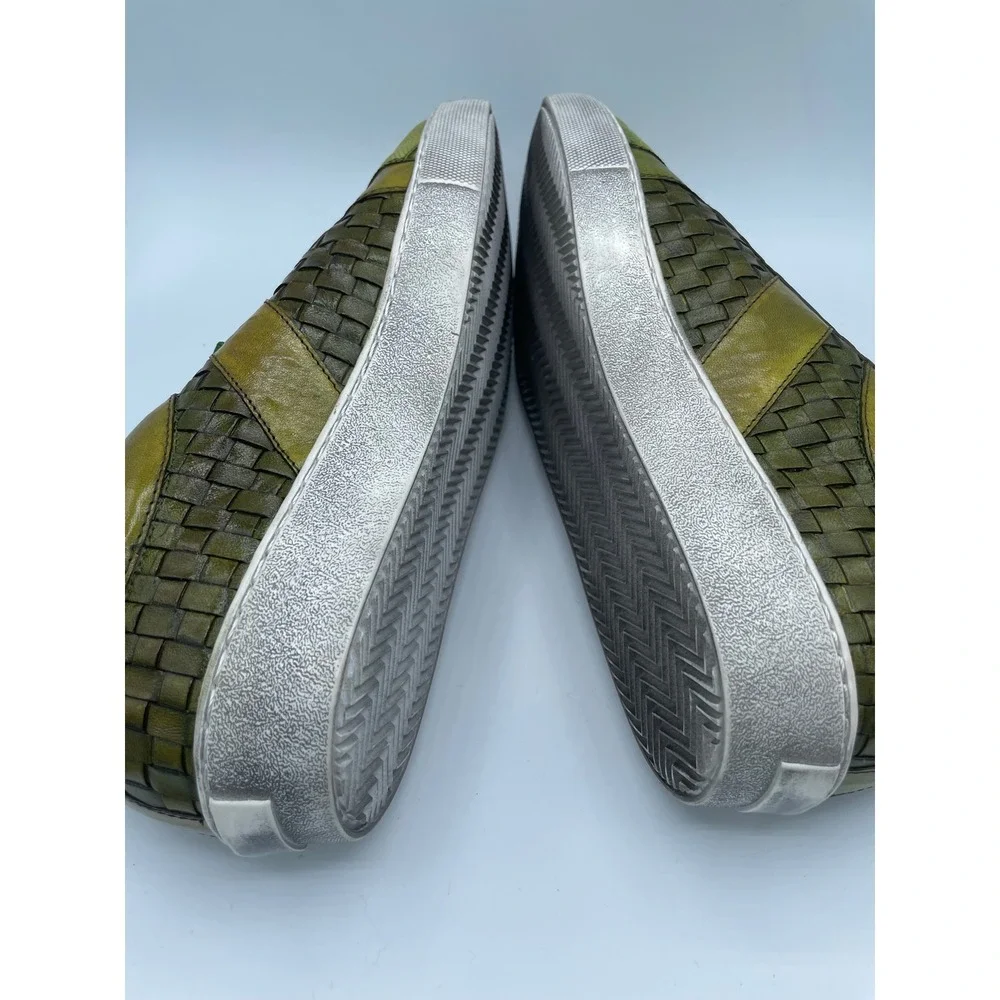 Belvedere Ecco Mens 11 Ant Emerald Green Ostrich Leg Woven Leather Sneakers Y11‎